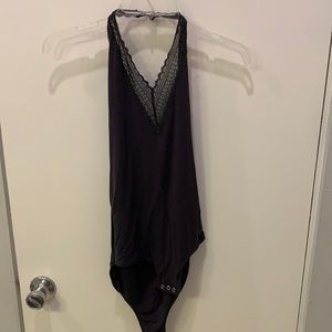 Dark grey halter body suit